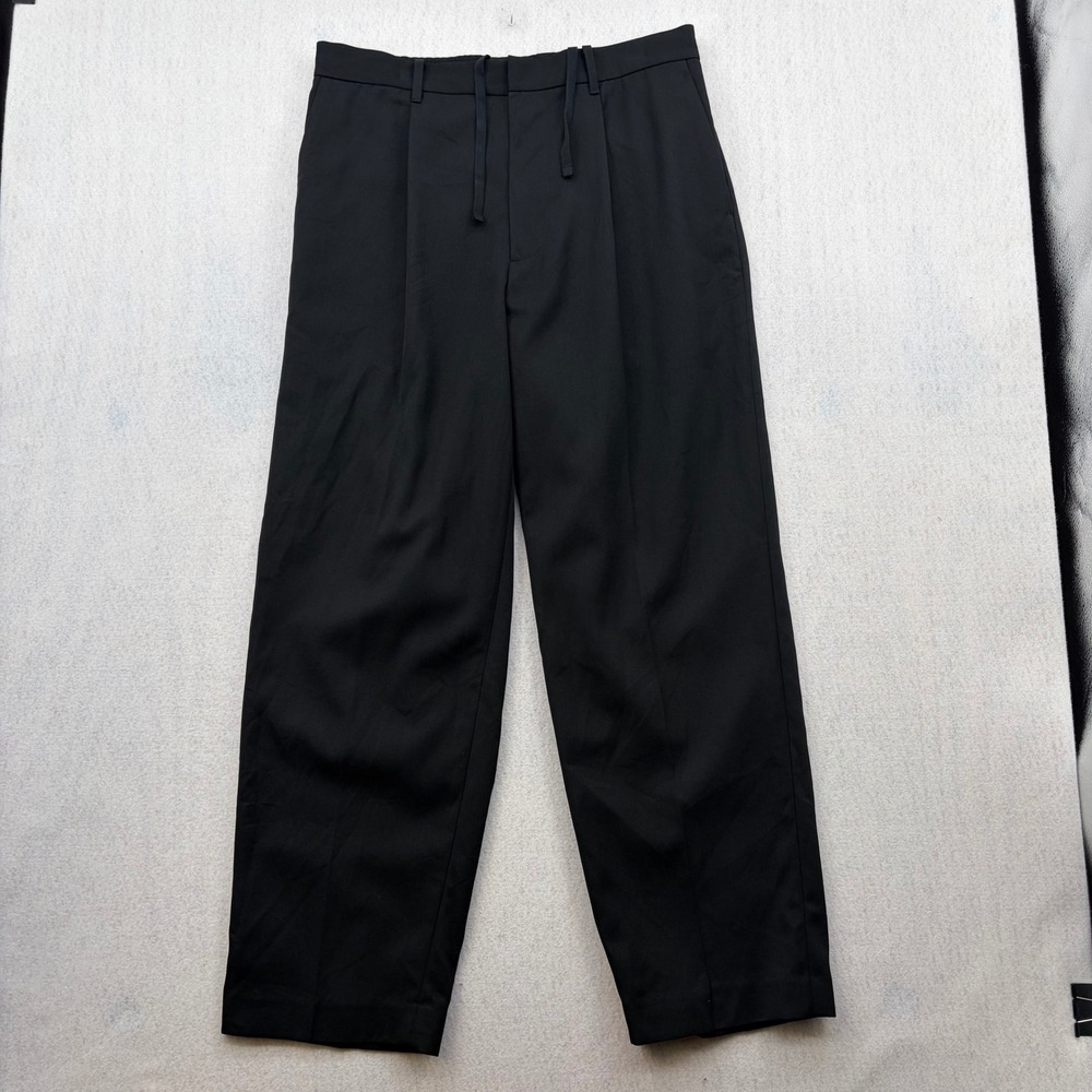 Uniqlo C Men Black Relaxed Wide Leg Pleated Pants 464662 L Clare Waight Keller
